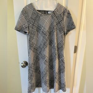 Calvin Klein A Line Black/White plaid dress, size 10